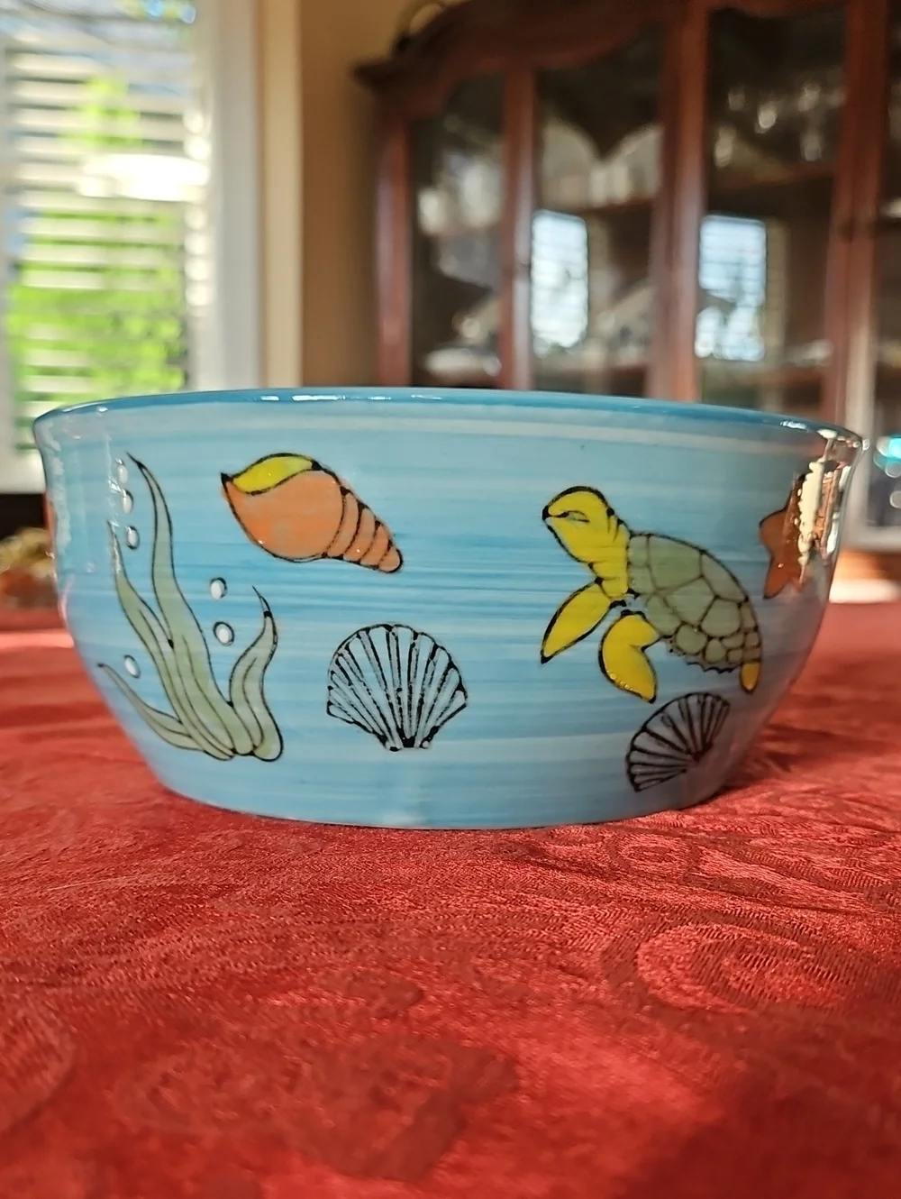 Yokohama Studio Hand Painted Whimsical Sea Life Ceramic Serving Bowl